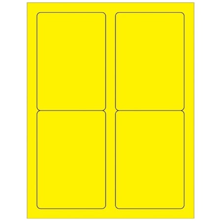 Bsc Preferred 3-1/2 x 5'' Fluorescent Yellow Rectangle Laser Labels, 400PK BUY00021365
